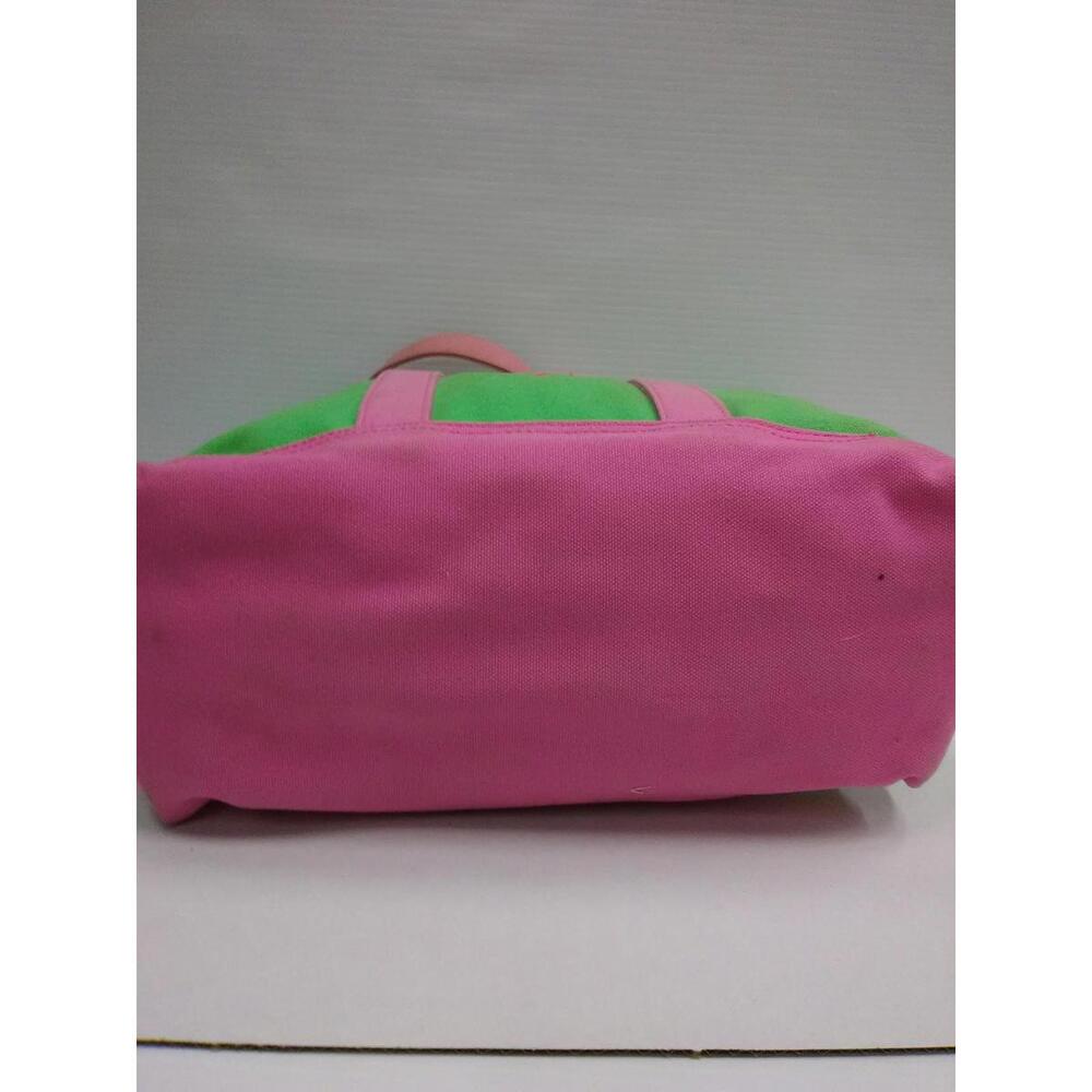 Ralph Lauren Tote Bag Womens Green Pink Canvas Big Pony Embroidered Preppy Beach - Picture 6 of 9